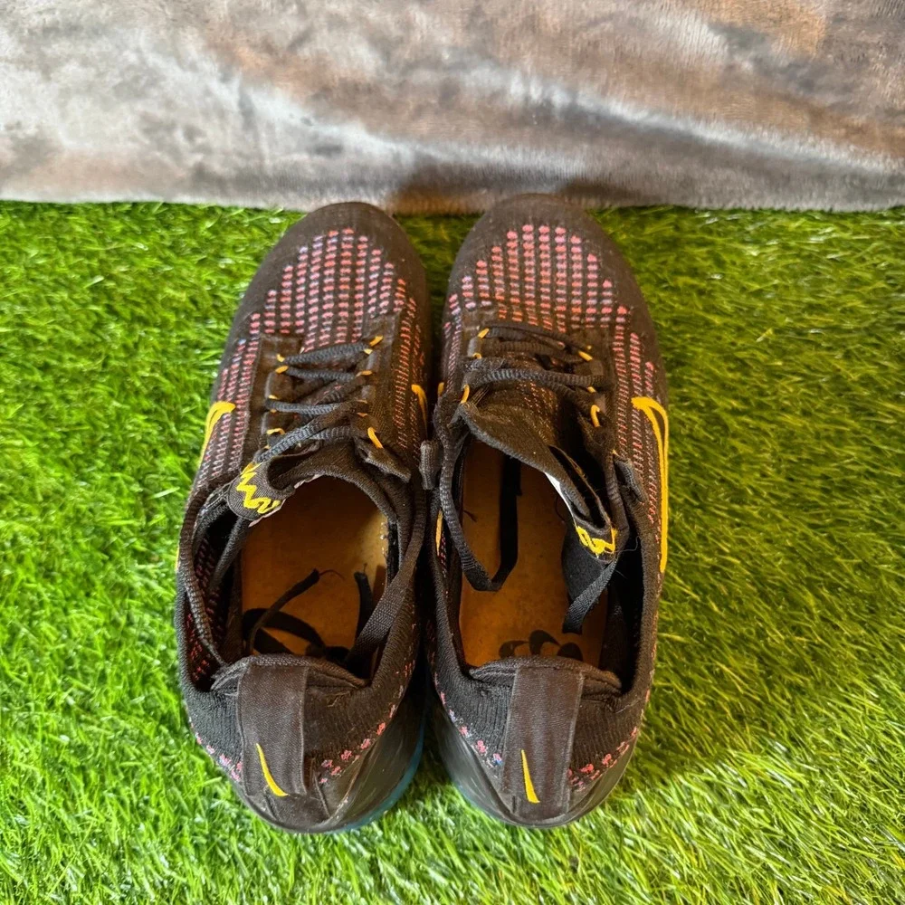 Nike‎ Air Vapormax 2021 FK Kids Sneakers Black Yellow DV2198-001 Youth Size 6Y